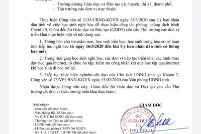 Công văn của Sở GD-ĐT Đắk Lắk và Phòng GD-ĐT Ea Kar, về việc kéo dài thời gian nghỉ học của học sinh để thực hiện công tác phòng chống dịch bệnh Covid-19